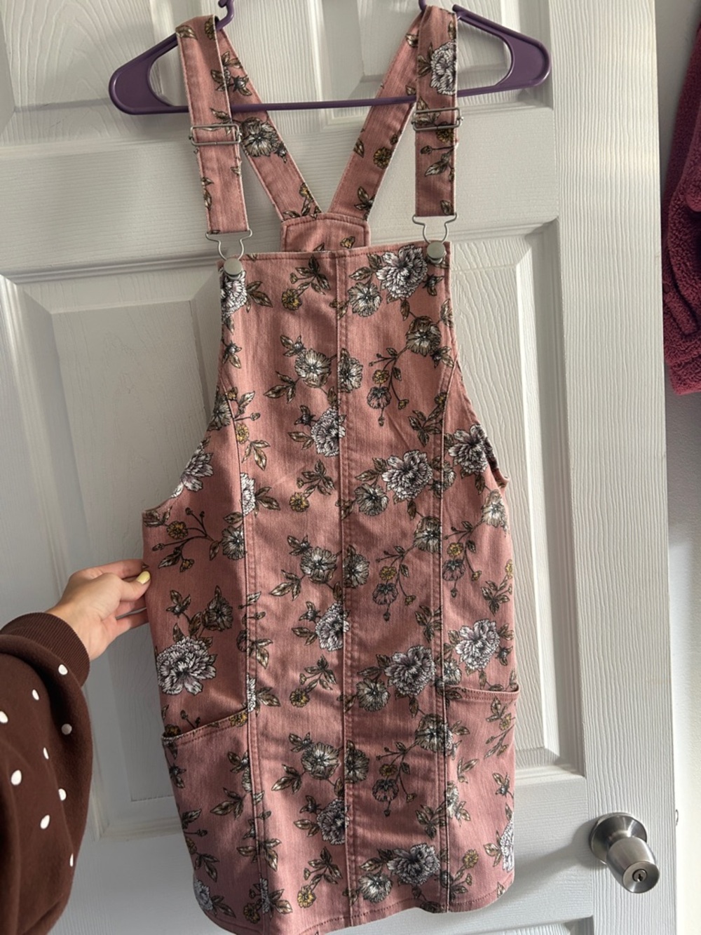 No Boundaries Dusty Rose Floral Pinafore Jumper